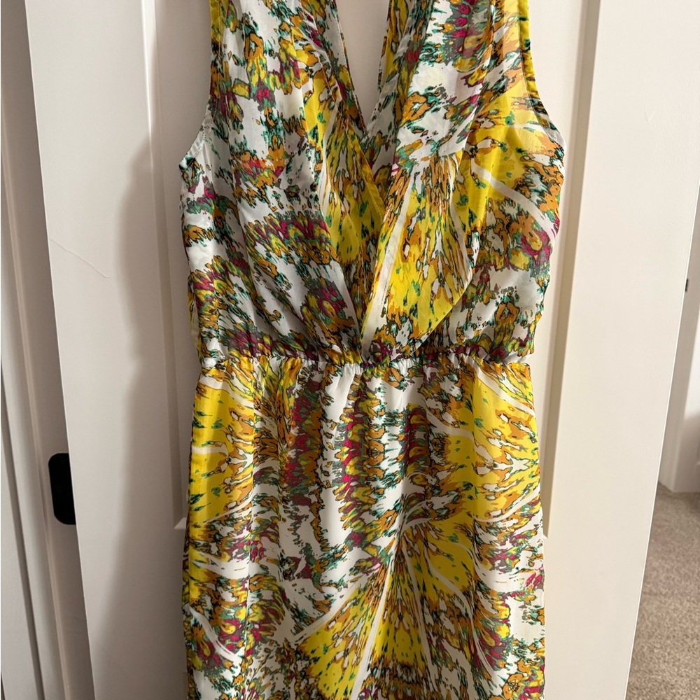 Adelyn Rae Yellow and Multicolor Double V Dress